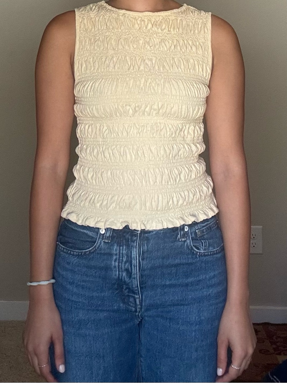 Madewell butter yellow Smocked Tank Top - Picture 1 of 2